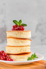 Japanese soft pancakes with berries