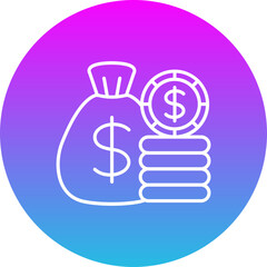 Money Bag Gradient Circle Line Inverted Icon