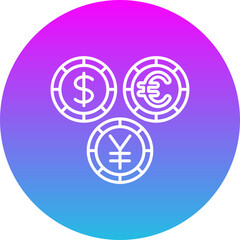 Currencies Gradient Circle Line Inverted Icon
