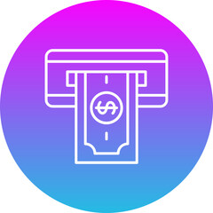 Cash Withdrawal Gradient Circle Line Inverted Icon