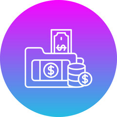 Obraz premium Money Folder Gradient Circle Line Inverted Icon