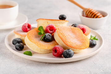 Japanese soft pancakes with berries