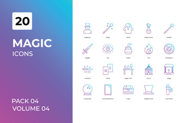 Magic icons collection. Set contains such Icons as group, halloween, hat, and more