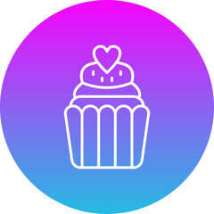 Cupcake Gradient Circle Line Inverted Icon