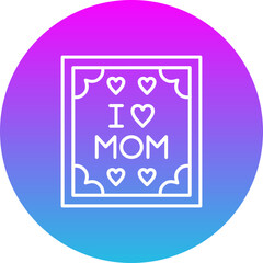 I Love Mom Gradient Circle Line Inverted Icon
