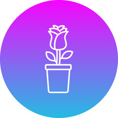 Flower Pot Gradient Circle Line Inverted Icon