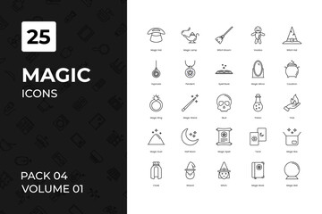 Magic icons collection. Set contains such Icons as group, halloween, hat, and more