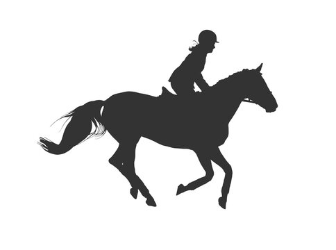 Black silhouette vector images rider on horse