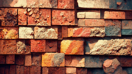 abstract old aged brick wall 3d render, 3d illustration