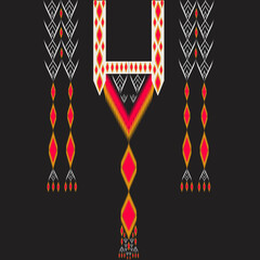 Ikat traditional embroidered neckline pattern