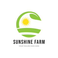 Fototapeta premium Logo with the image of sun and green field.