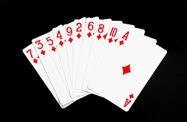 playing cards poker cards - isolated on black background