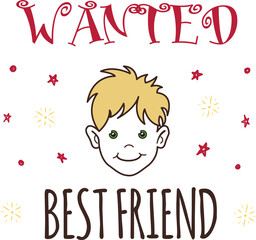 Wanted best friend illustration