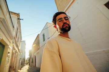 Low angle street portrait