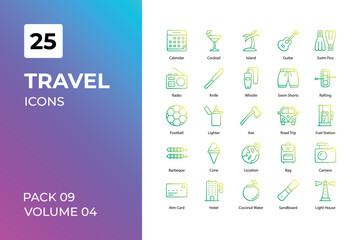 Travel icons collection. Set contains such Icons as 5 stars hotel, airplane, anchor, and more