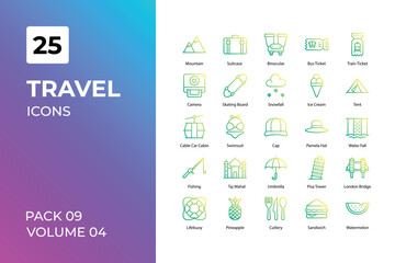 Travel icons collection. Set contains such Icons as 5 stars hotel, airplane, anchor, and more