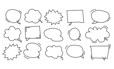 set of blank white speech bubble in flat design, sticker for chat symbol, label, tag or dialog word vector illustration