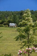 Nice landscape of the Canadian countryside with an old wagon