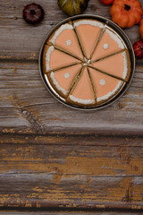 Fototapeta na wymiar Pumpkin pie cookies on wooden rustic table copy space