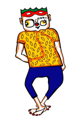 Strange man. Vector bright character. Isolated on white background. Werdiness concept.