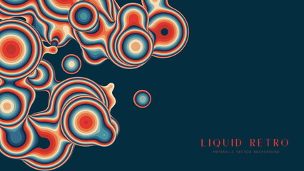 Liquid retro 3D metaball, with organic structure. Abstract vector colorful background. Fluid futurisctic shapes.