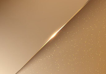 Elegant golden paper cut luxury background with gold diagonal line and glitter lighting effect