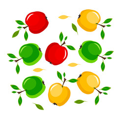 beautiful pattern of yellow green and red apples