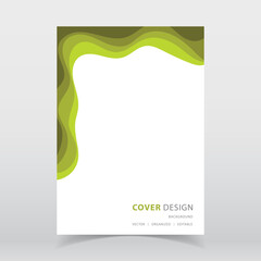 Abstract paper cut style green color vector background with editable elements for poster, flyer, and web designs