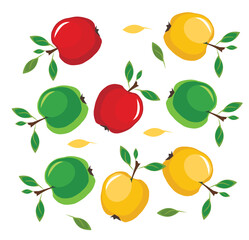beautiful pattern of yellow green and red apples