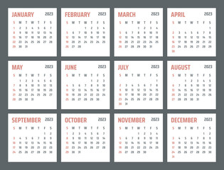 2023 year calendar, calendar design for 2023 starts sunday