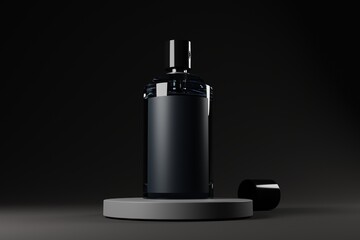 3d illustration perfume bottle on the podium for brand presentation