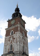 old historic tower of Town Hall in Krakow's Market Place