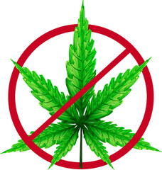 No drugs marijuana leave sign leaves plant.