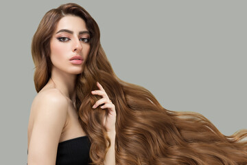 wavy long thick hair female fashion. Hair care