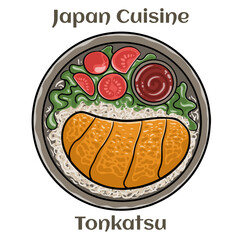 Tonkatsu or deep fried pork, a traditional Japanese dish.