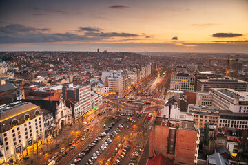Brussels, Belgium Cityscape at Dusk