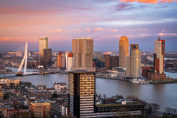 Rotterdam, Netherlands, city skyline over the Nieuwe Maas River