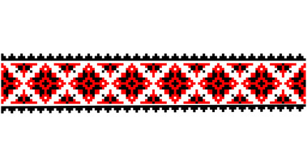 Embroidered good like old handmade cross-stitch ethnic Ukraine pattern. Ukrainian towel ornament, rushnyk called, vector. © Sergii