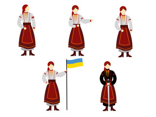 set of women Ukrainian sticker presentation