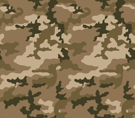 Fototapeta premium Forest texture camouflage vector endless background for textile. Hunting design.