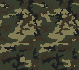 Fototapeta premium Army camo seamless green texture, forest pattern, disguise, vector design.