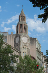 Tower of the church of Nuestra Se&ntilde;ora de los Angeles on Balmes street in Barcelona. Spain