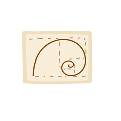 Golden ratio. Fibonacci spiral. Icon of Concept of Art and science in doodle style