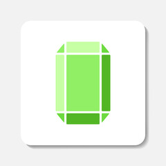 Emerald flat icon. Stylized green gemstone logo. Best for web, print, logo creating and branding design.