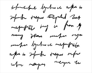 Handwritten Unreadable illegible text. Abstract handwriting of fictional language.