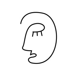 hand drawn line face, face silhouette