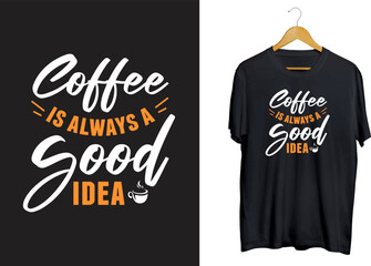 Obraz premium Coffee idea typography T-shirt design, coffee craft quotes, coffee svg vector