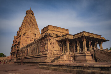 Tanjore Big Temple or Brihadeshwara Temple was built by King Raja Raja Cholan in Thanjavur, Tamil...