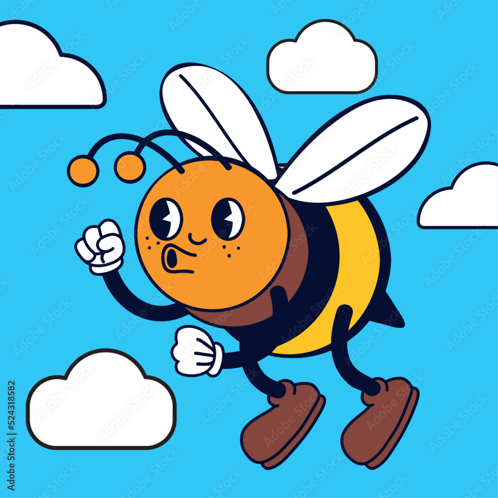 Wall mural cartoon cute bee