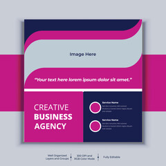 Professional business social media post square banner design. Modern layout vector template. Digital marketing agency banner design.
